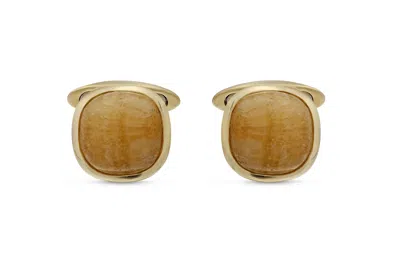Luvmyjewelry Yellow Lace Agate Sterling Silver Men Cufflinks In Yellow