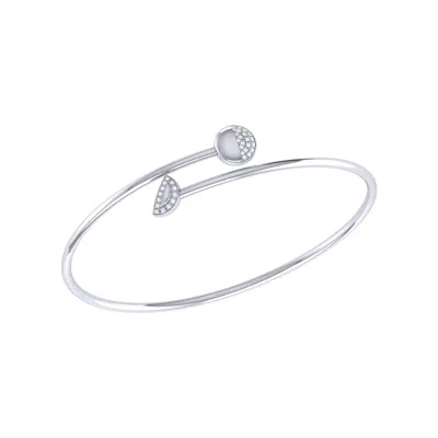 Luvmyjewelry Moon Stages Adjustable Diamond Bangle In Sterling Silver In Silver
