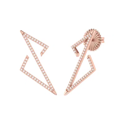 Luvmyjewelry Electric Spark Zig Zag Sterling Silver Diamond Earring In Pink