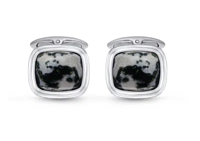 Luvmyjewelry Tree Agate Sterling Silver Men Cufflinks In Silver