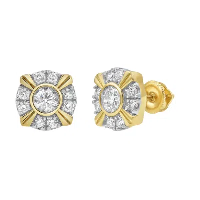 Luvmyjewelry Tudor 14k Yellow Gold Diamond Stud Earrings In Yellow