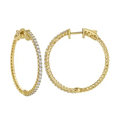 Luvmyjewelry Sepharna 14k Gold Diamond Hoop Earrings - 1.2 Cts In Silver
