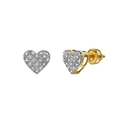 Luvmyjewelry Vow 10k Yellow Gold Cluster Diamond Unisex Earrings - 0.14 Cts In Yellow