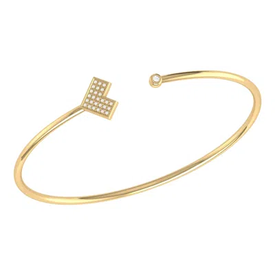 Luvmyjewelry One Way Arrow Sterling Silver Diamond Adjustable Cuff In Yellow