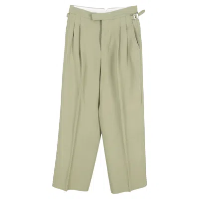 Ami Alexandre Mattiussi Ami Paris Pleated Wide-leg Crepe Pants In Green Viscose In Green