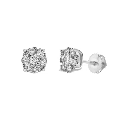 Luvmyjewelry Ballmore 10k Gold Diamond Unisex Earrings - 0.34 Cts In Silver