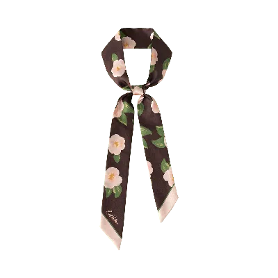 Lost Pattern Nyc Women's Camellia Silk Twill Neck Bow - Dark Brown