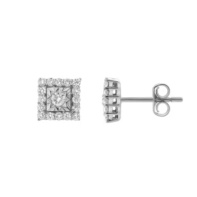 Luvmyjewelry Legatum 10k Gold Diamond Unisex Earrings - 0.34 Cts In Silver