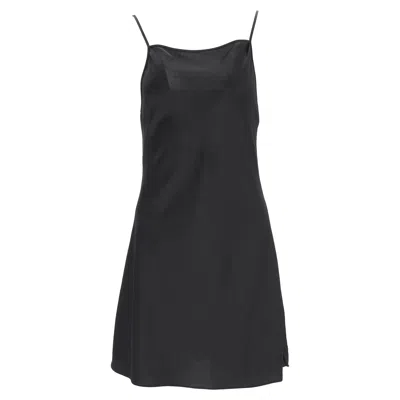 Alexander Wang Alexander Want T Thin Strap Mini Dress In Black Satin In Black