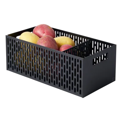 Yamazaki Home Stackable Vegetable Stocker, Abs Plastic, Handles, Stackable, No Assembly In Black