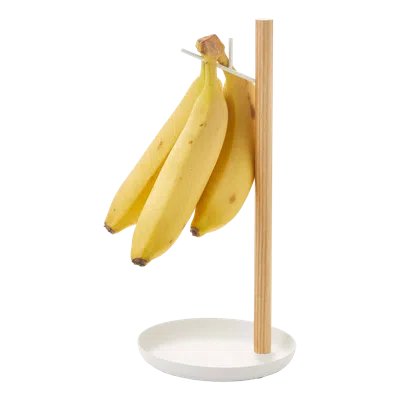 Yamazaki Home Banana Stand, Steel + Wood, Minimal Assembly In White