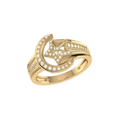 Luvmyjewelry Luna Comet Sterling Silver Diamond Ring In Yellow