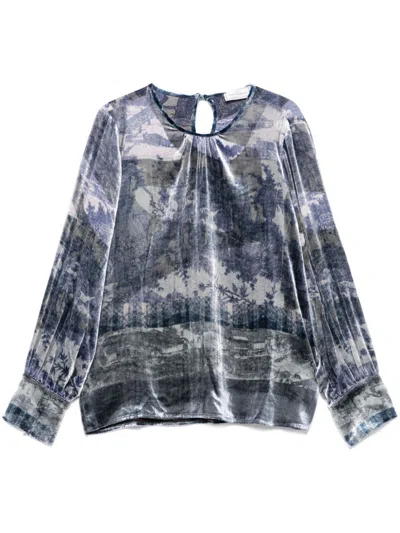 Pierre-louis Mascia Pierre Louis Mascia Silk Printed Blouse In Blue
