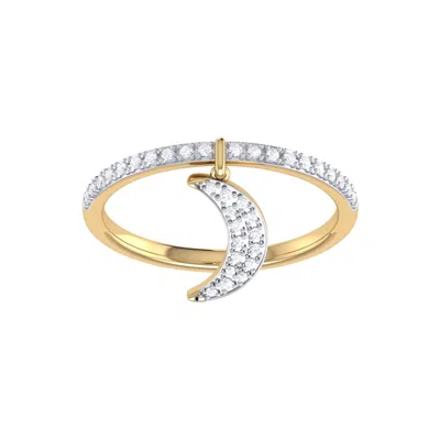 Luvmyjewelry Moonlit Sterling Silver Diamond Charm Ring In Yellow