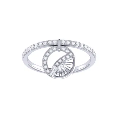 Luvmyjewelry Moon Phases Sterling Silver Diamond Charm Ring In Silver