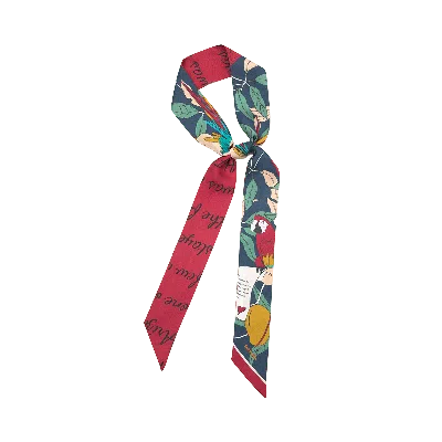 Lost Pattern Nyc Women's Yellow / Orange / Red El Amor Silk Twill Neck Bow - Tropical Red & Blue In Yellow/orange/red