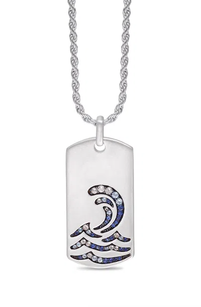Luvmyjewelry Surfrider Beach Sapphire & Topaz Silver Tag Necklace In Silver