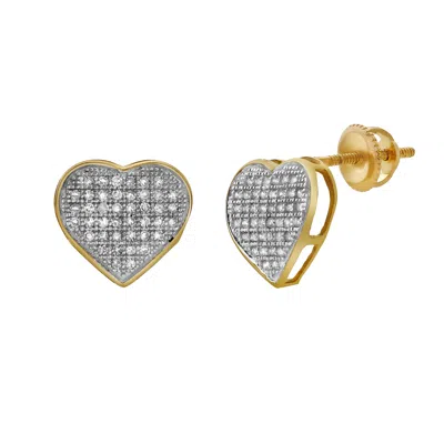 Luvmyjewelry Swoon 10k Yellow Gold Cluster Diamond Unisex Earrings - 0.23 Cts In Yellow