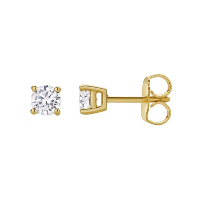 Luvmyjewelry Valeria 14k Gold Lab Grown Round Solitaire Diamond Earrings In Yellow