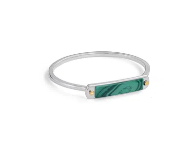 Luvmyjewelry Small Id Malachite Sterling Silver Men Cuff Bracelet In Silver