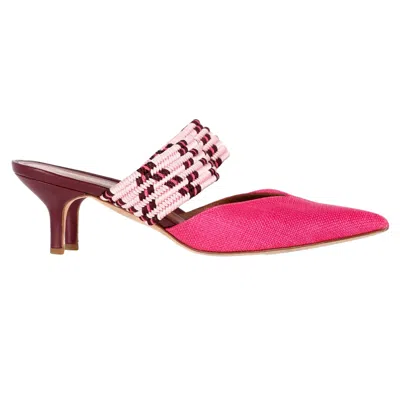 Malone Souliers Woven Maisie Sandals In Pink Raffia In Pink
