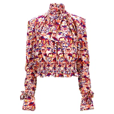 Rabanne Printed Turtleneck Blouse In Multicolor Viscose In Multi