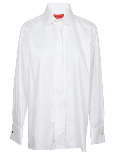 Wild Cashmere Cotton Shirt With Long Sleeves And Side Slits In White