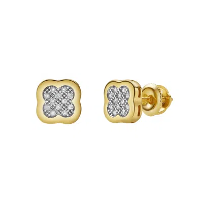 Luvmyjewelry Clovetail Xl 10k Yellow Gold Cluster Diamond Unisex Earrings - 0.1 Cts In Yellow