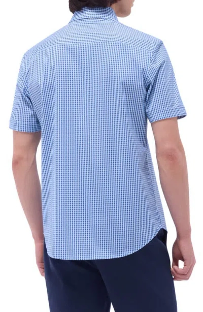 Bugatchi Miles Ooohcotton® Gingham Short Sleeve Button-up Shirt In Blue