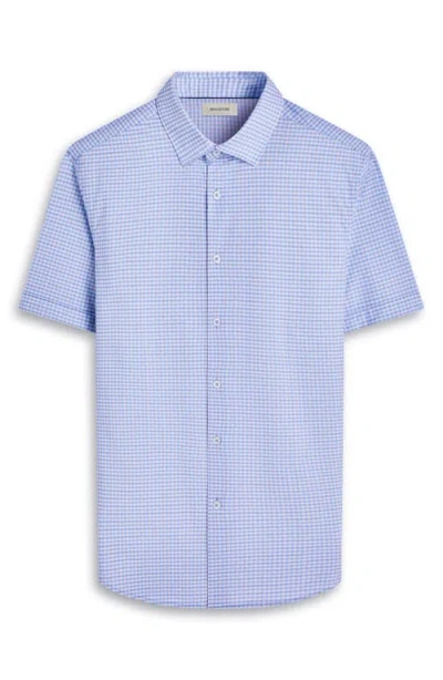 Bugatchi Miles Ooohcotton® Gingham Short Sleeve Button-up Shirt In Blue