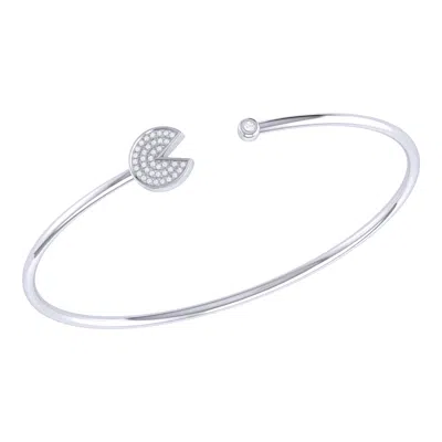 Luvmyjewelry Pac Man Candy Sterling Silver Diamond Adjustable Cuff In Silver