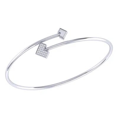 Luvmyjewelry One Way Arrow Sterling Silver Diamond Bangle In Silver