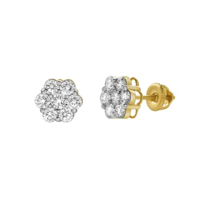 Luvmyjewelry Meadow 14k Yellow Gold Cluster Lab Grown Diamond Unisex Earrings - 1.28 Cts In Yellow