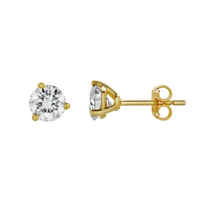 Luvmyjewelry Isuma 14k Gold Lab Grown Round Solitaire Diamond Earrings - 1 Cts In Yellow