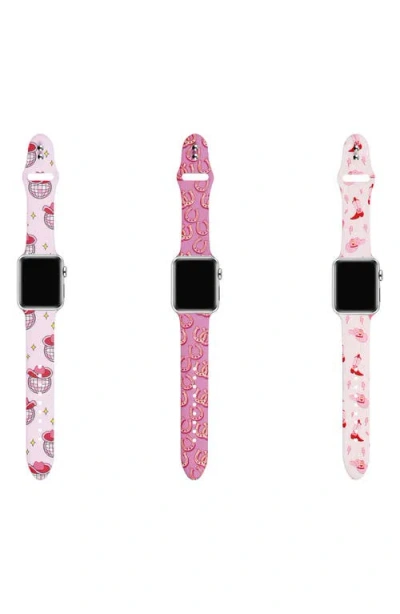 The Posh Tech Assorted 3-pack Printed Silicone Apple Watch® Watchbands In Pink Assorted