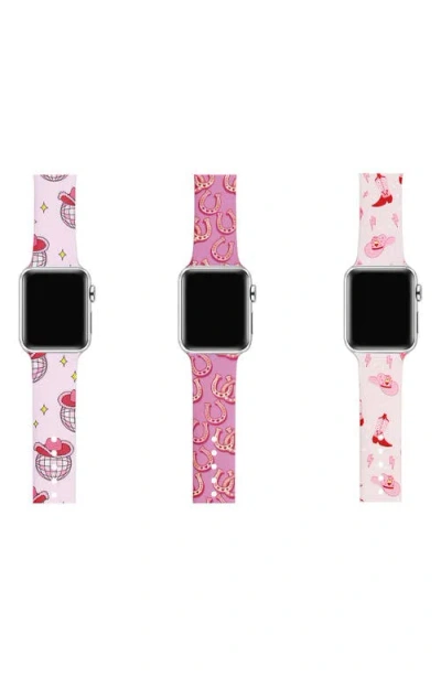 The Posh Tech Assorted 3-pack Printed Silicone Apple Watch® Watchbands In Pink Assorted