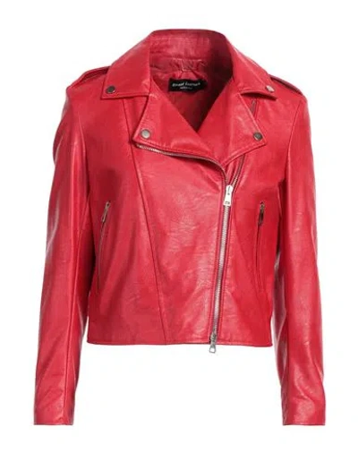 Street Leathers Woman Jacket Red Size Xl Polyurethane, Viscose In Red