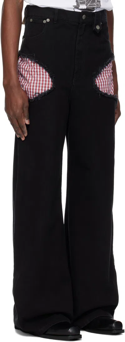 Egonlab Black Openwork Jeans In Black