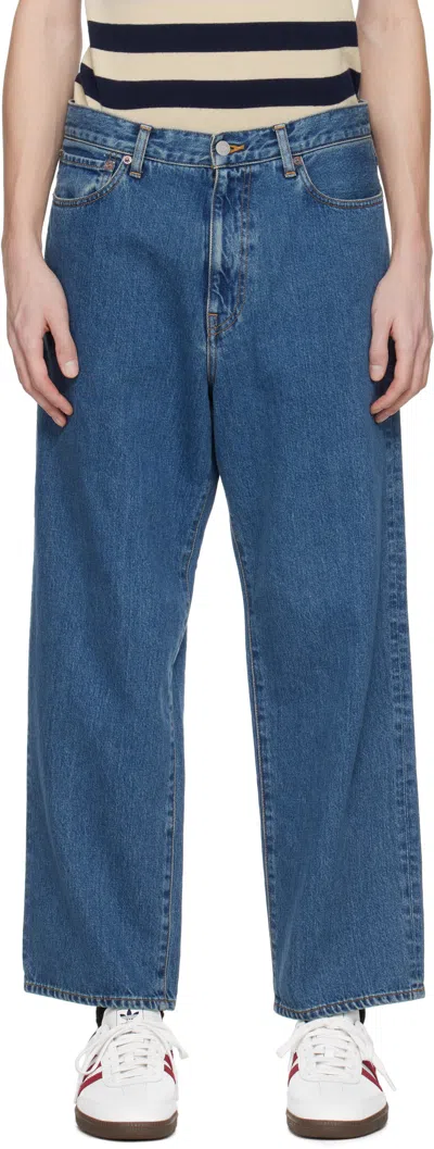 Wacko Maria Blue Washed Jeans In Blue