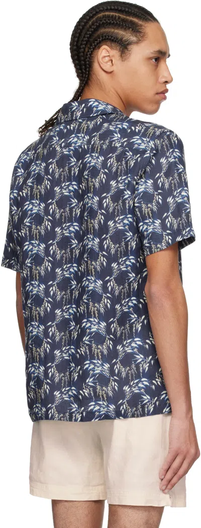 Orlebar Brown Navy Maitan Linen Shirt In Night Iris