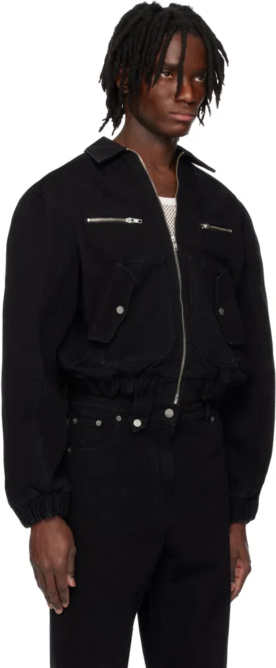 Egonlab Black Lining Denim Bomber Jacket In Black