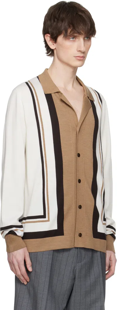 Dolce & Gabbana Wool Cardigan With Dg Embroidery In Neutrals