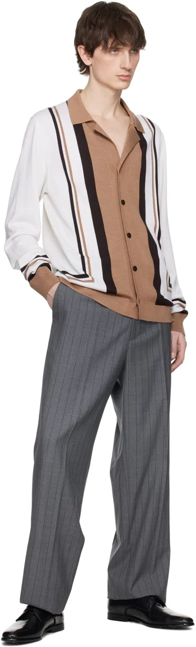 Dolce & Gabbana Wool Cardigan With Dg Embroidery In Neutrals