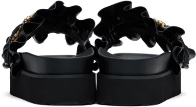 Versace Jeans Couture Black Baroque Buckle Arizona Sandals In E899 Black