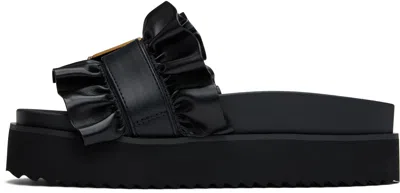 Versace Jeans Couture Black Baroque Buckle Arizona Sandals In E899 Black