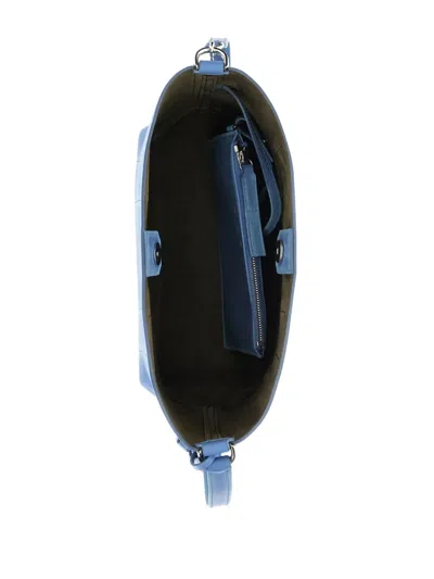 Hogan Cognac Blue Calf Leather Shoulder Bag In Blue