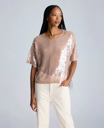 Kenneth Cole Oversized Sequin Drop Shoulder T-shirt In Multicolor