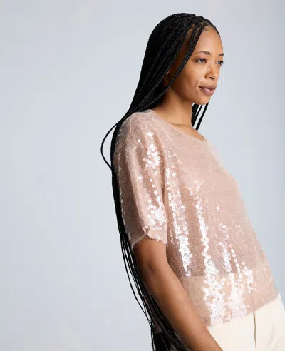 Kenneth Cole Oversized Sequin Drop Shoulder T-shirt In Multicolor