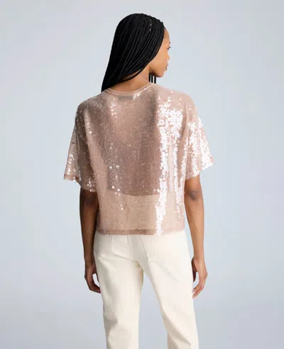 Kenneth Cole Oversized Sequin Drop Shoulder T-shirt In Multicolor
