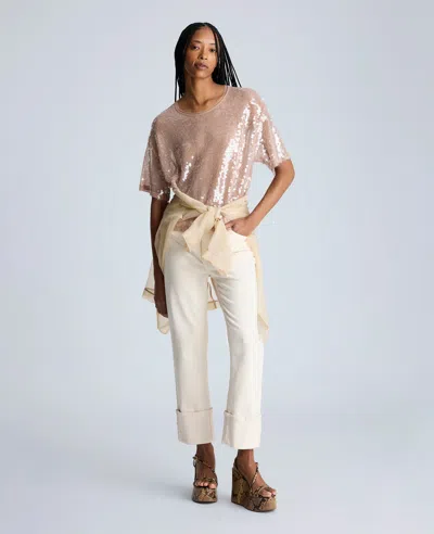Kenneth Cole Oversized Sequin Drop Shoulder T-shirt In Multicolor